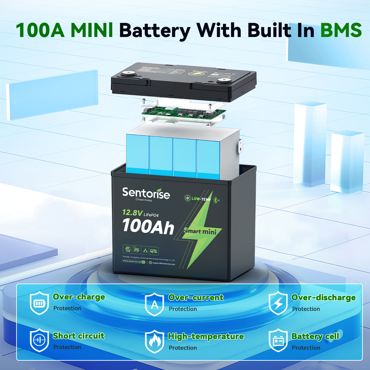 12V 100Ah SuperMini Bluetooth LiFePO4 Battery