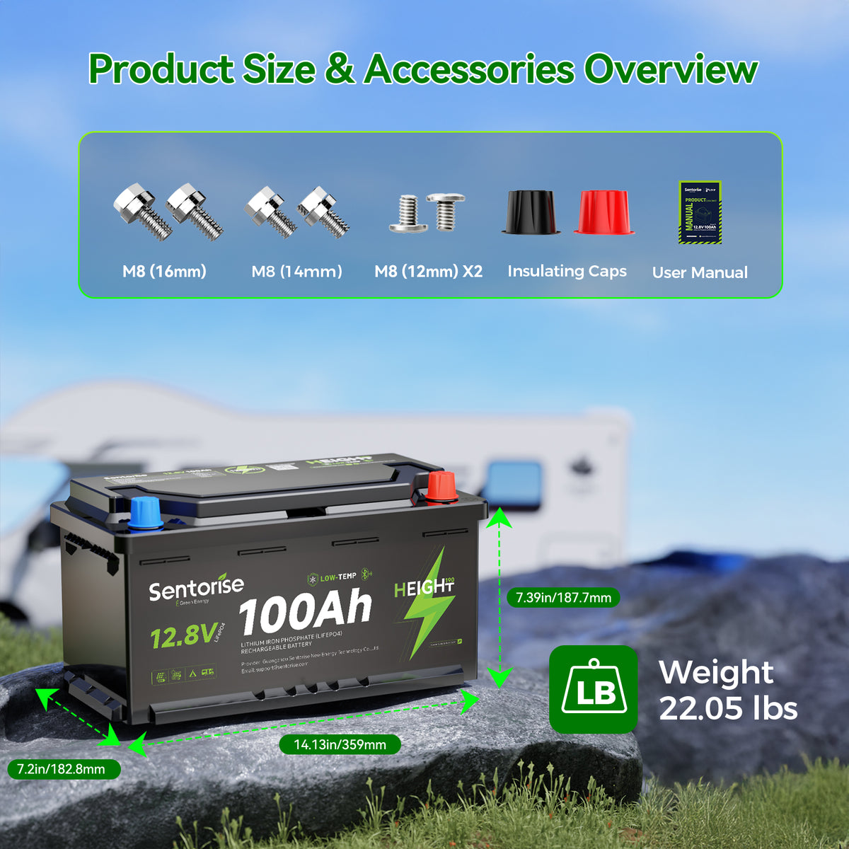 12V 100Ah Underfloor Bluetooth LiFePO4 Battery