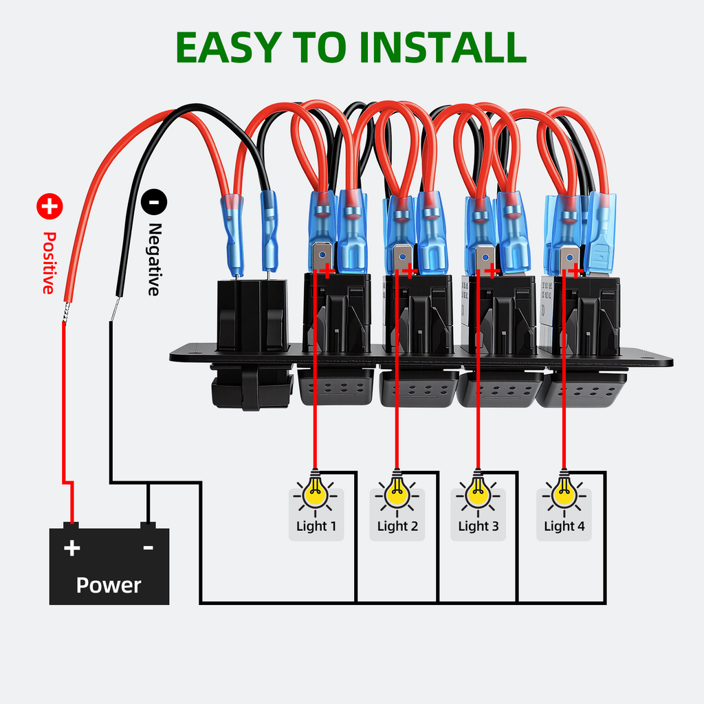 4 Gang 12V/24V Switch Panel with USB-C and Voltmeter