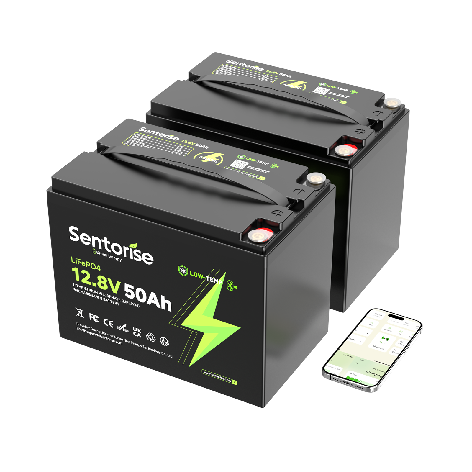 Sentorise 12V 50Ah LiFePO₄ Lithium Battery for Marine, RV, Fish Finder