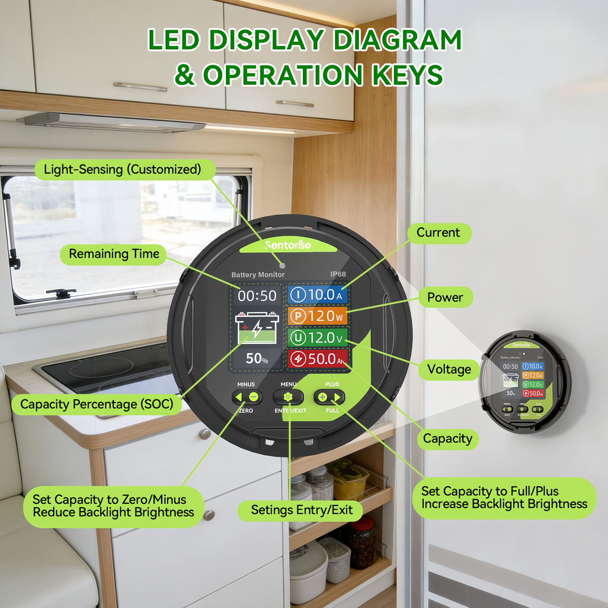 500A IP68 Battery Monitor for 8–100V Systems